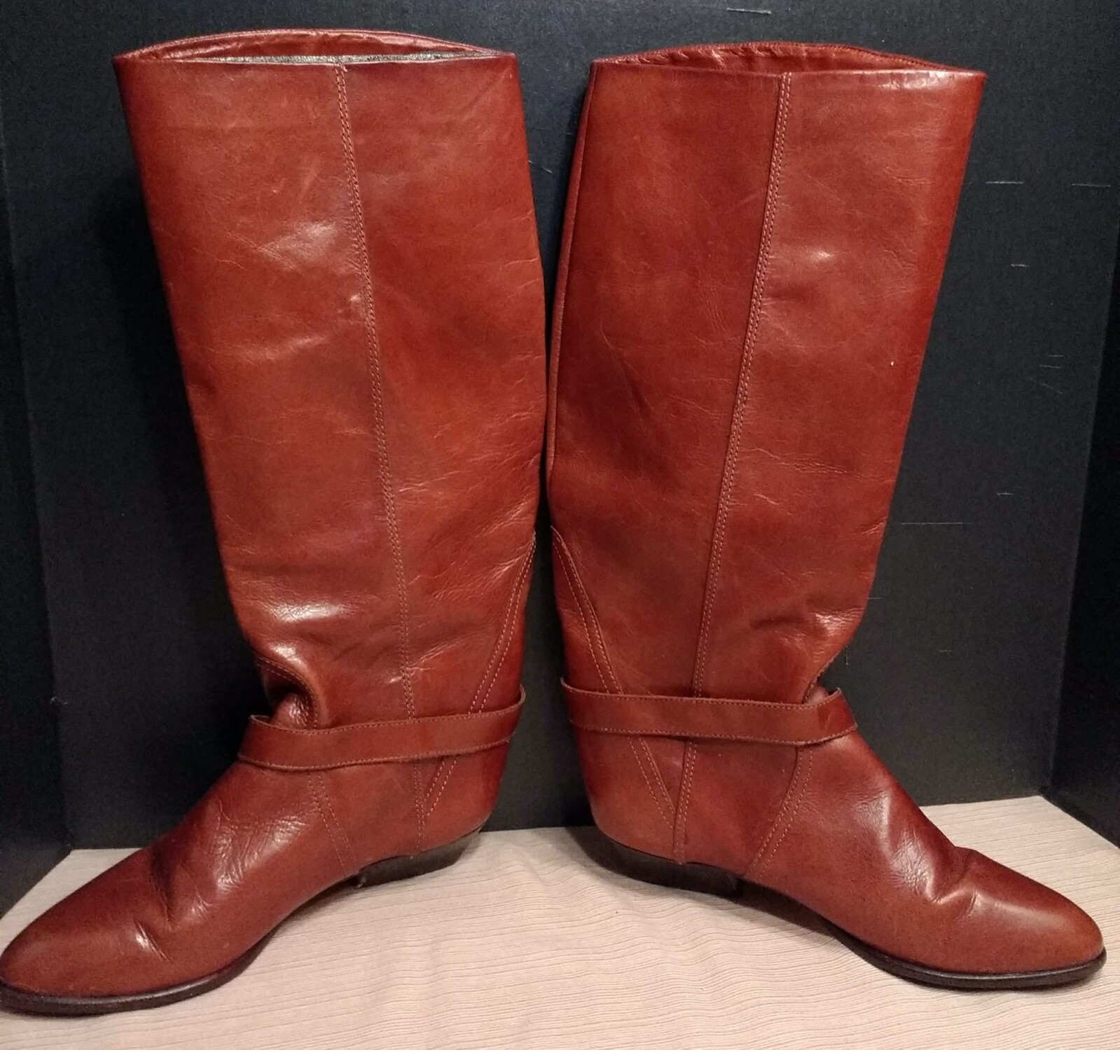Ботинки Enzo Angiolini Brown Leather Tall Riding Boots Size 8M Double  Belted Harness: купить с доставкой из США, цена 4 126 руб - (125363052943)