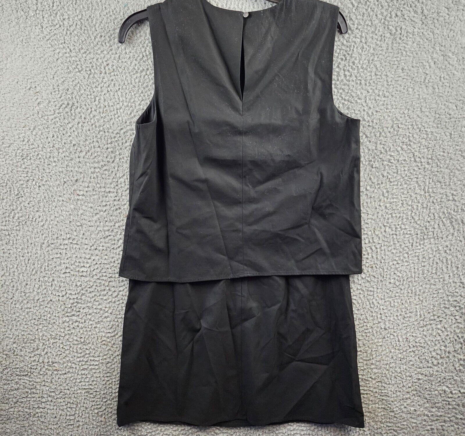Theory Popover Waist Shift Dress Women's 6 Black Round Neck Button Back Closure - Picture 11 of 13