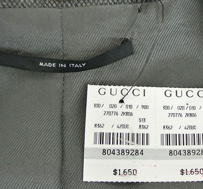 Pre-owned Gucci $1650 Authentic  Wool Jacket Blazer,interlocing Detail,42 270776 In Gray