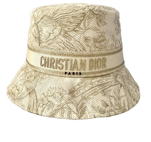 ★ Dior ★ アシッドウォッシュエフェクトD-BOBBYバケットハット CHRISTIAN DIOR Straw Embroidered D-Bobby Bucket Hat 57