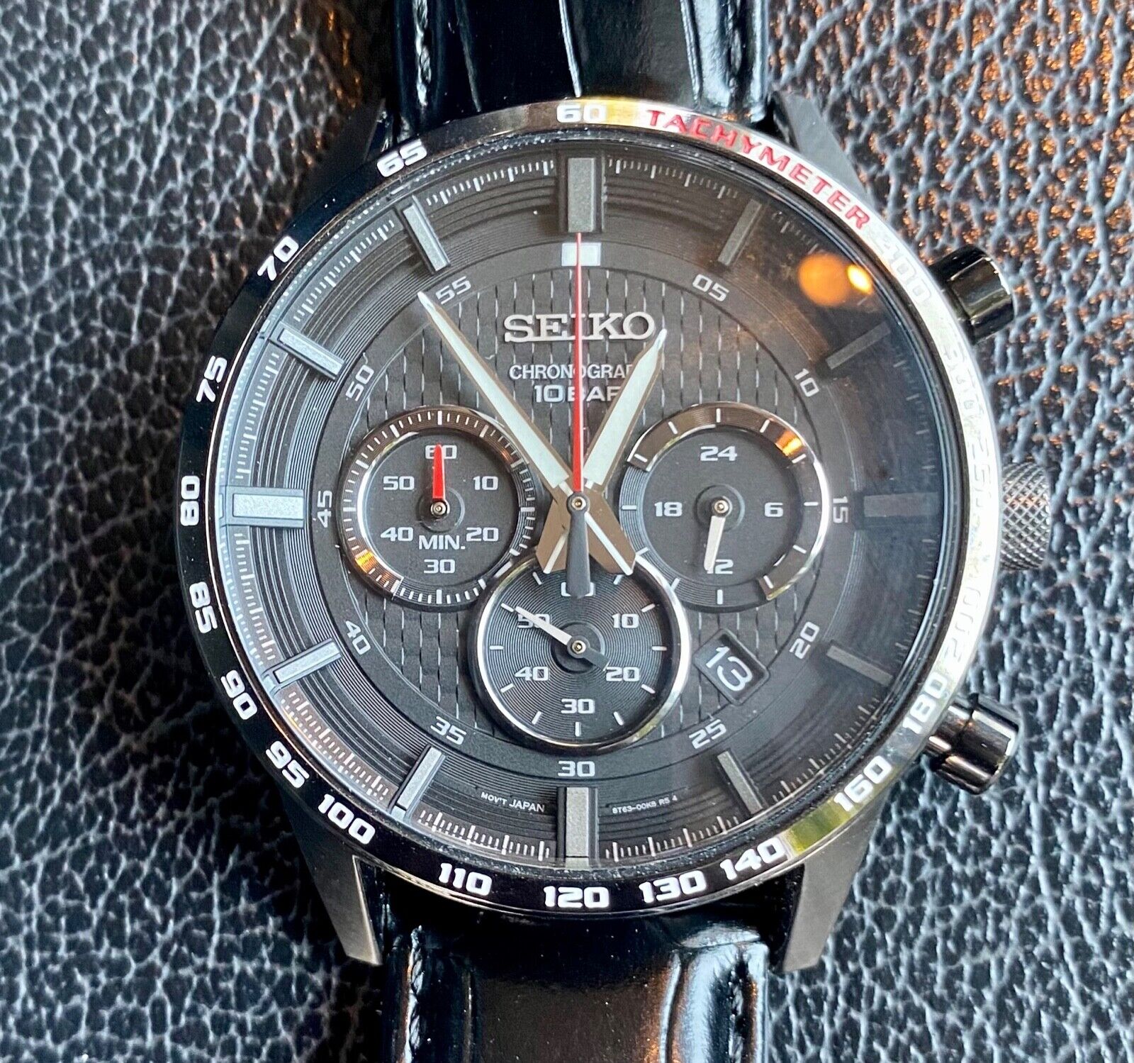 Seiko Men's Quarts Chronograph Caliber 8T63 Watch Black Dial Seiko Men's Quarts Chronograph Caliber 8T63 Watch Black Dial