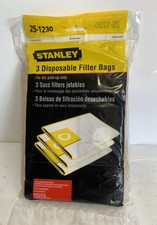 Stanley 4.5 Gallon Vac Pack of 3 Disposable Filter Bags 25-1230 Dry
