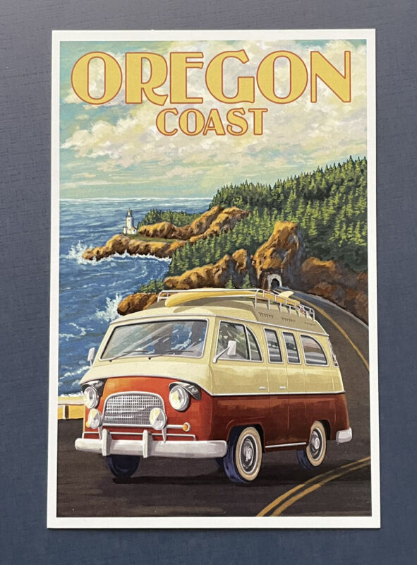 Oregon Coast - Camper Van - Lantern Press Postcard