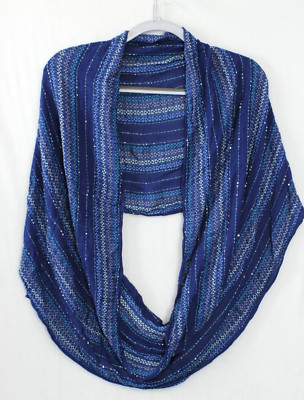 Anna & Ava Infinity Scarf Metallic Sequin Multicolor Blue Pattern Boho Chic