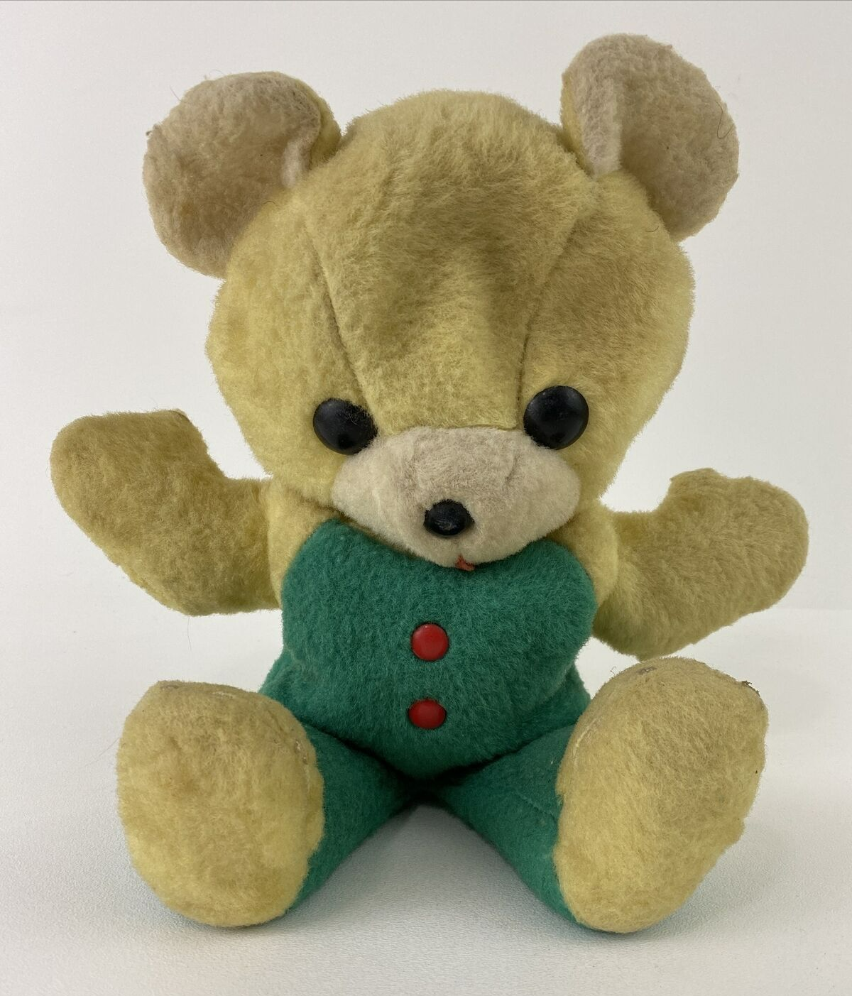Vintage Wool Teddy Bear Plush W/ Buttons Ideal It's A