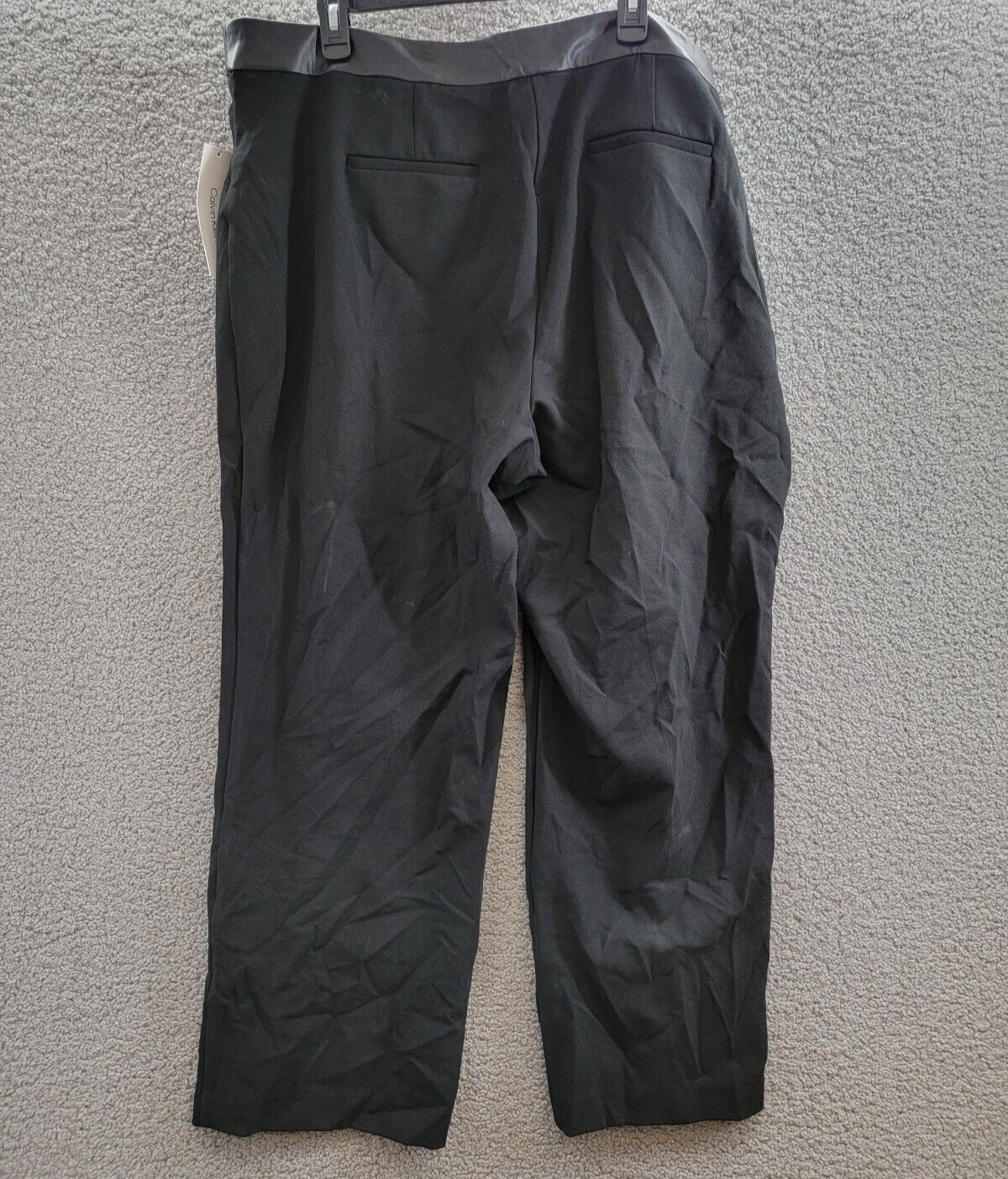 Calvin Klein Plus High-Rise Faux Leather-Waist Pants Women's 20W Black Solid - Picture 11 of 17