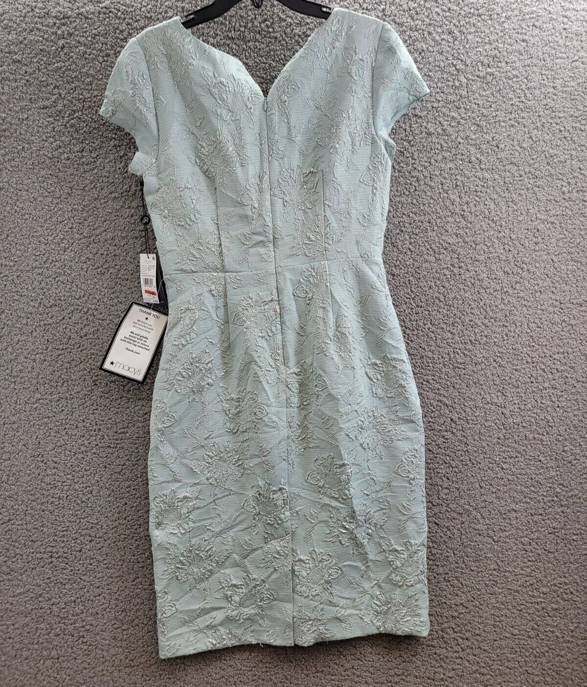 Adrianna Papell Short-Sleeve Jacquard Dress Women's 8 Mint Silver Zip Closure - Picture 10 of 18