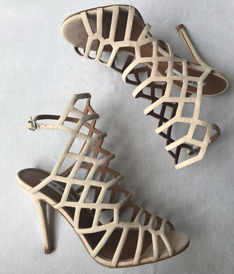 Steve Madden Size 7M Slithur Blush Cage Open Toe Strappy Sandals