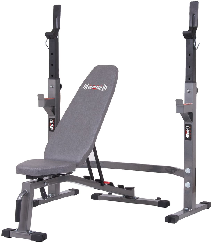 Body Champ Olympic Weight Bench with Squat Rack Included, Two Piece Set, Workout