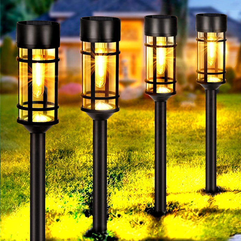 Solar Pathway Lights, 8 Pack LED Solar Lights Outdoor Waterproof, Glass Solar Ga