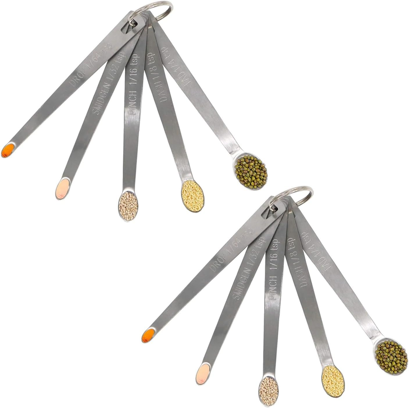 2Pack Mini Measuring Spoons Set, Heavy Duty Stainless Steel Teaspoon for Cooking