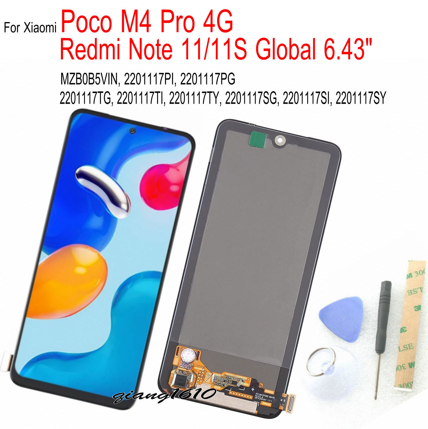 Écran LCD Remplacement Pour Xiaomi Poco M4 Pro 4G - 6,43 Pouces, Tactile, Avec Cadre Noir - Modèles 2201117PI/PG - 2