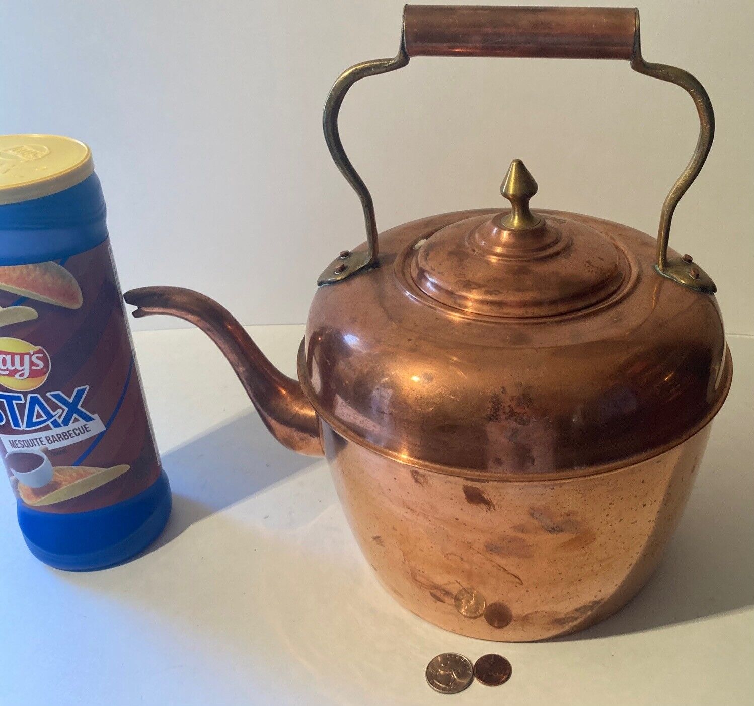 Vintage Metal Copper and Brass Teapot, Kettle, Coffee, Giant S...