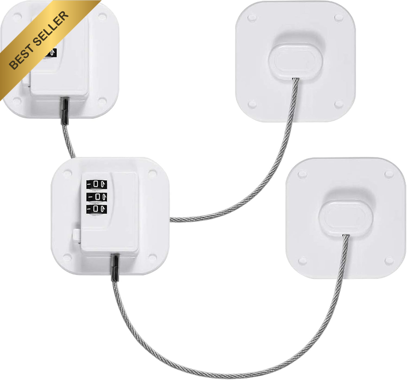 2 Piece Refrigerator Lock, Mini Fridge Lock with 3 Digital Password Child Safety