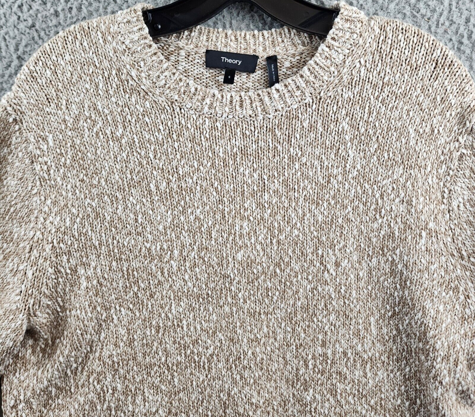 Theory Mauno Crewneck Sweater Men's S Pumice Multi Long Sleeve Pullover - Picture 3 of 14