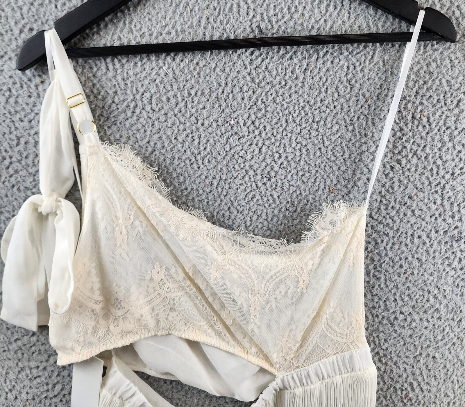 Rya Collection Anniversary Chemise Women's M Ivory/Beige Sleeveless Tie Detail - Picture 9 of 12