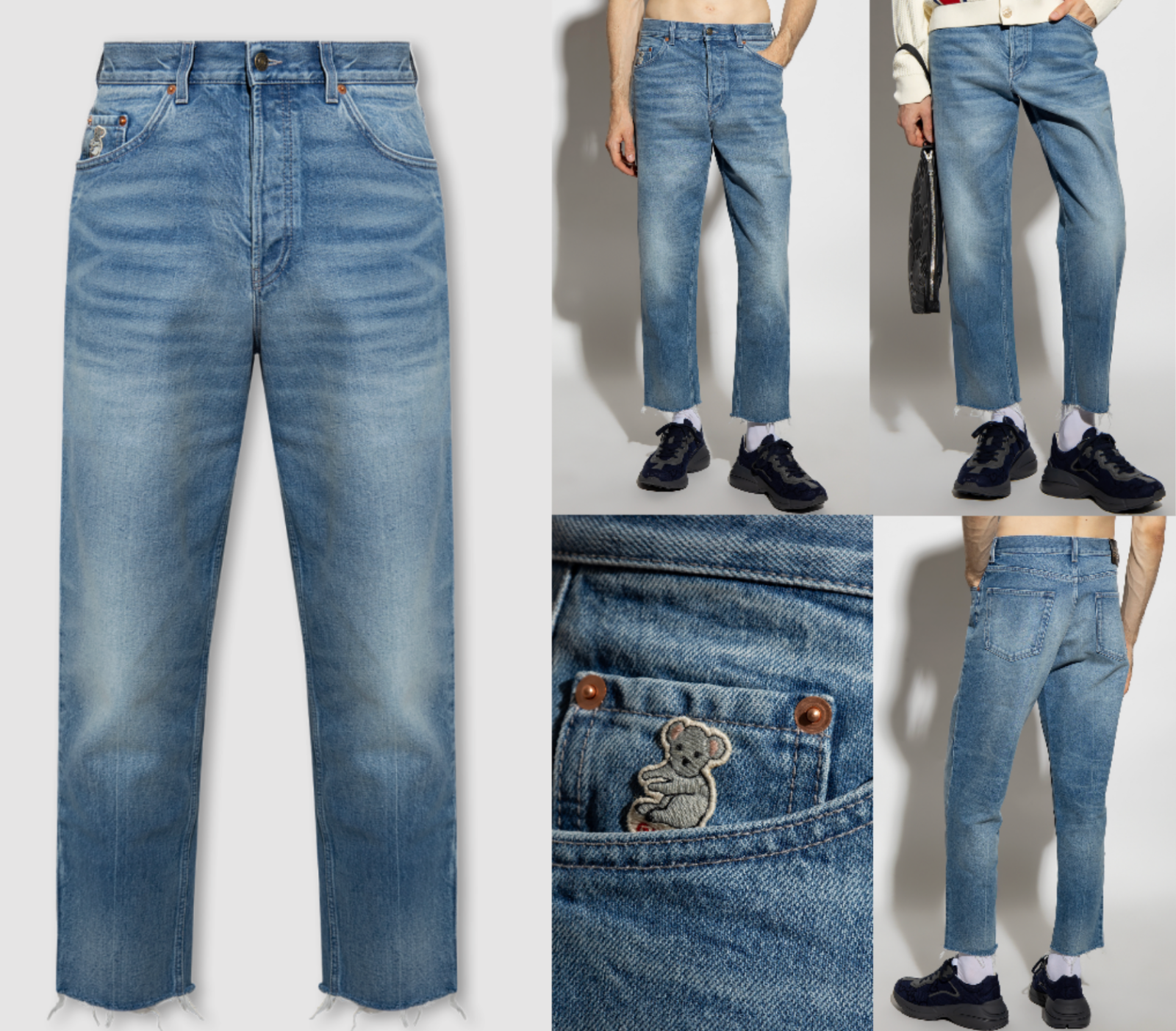Gucci Jeans Logo Koala Patch Pants Trouser Retro Washed