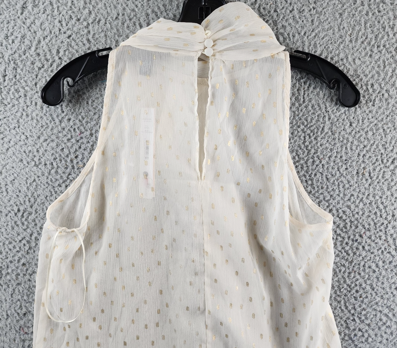 AQUA Foil Print Sleeveless Top Women's S Pale Pink/Gold Back Button Closure - Picture 12 of 12