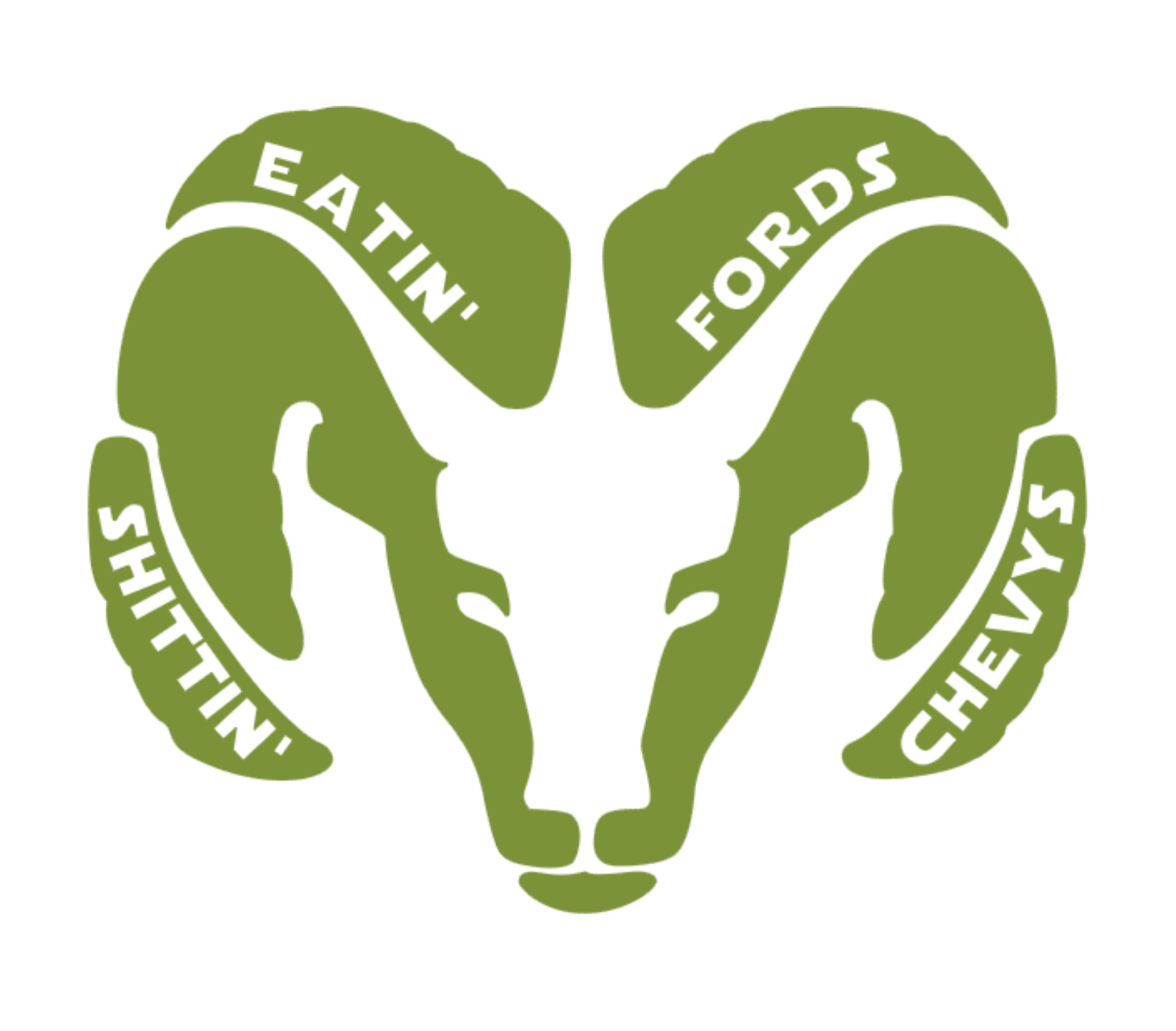 Eatin'/Eating Fords Shittin'/Shitting Chevys, Ram High Quality Vinyl Decal