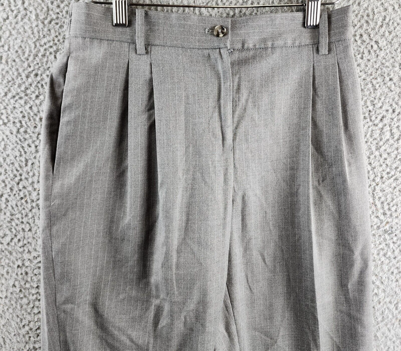 Calvin Klein Pleated Pinstripe Ankle Pants Women's 4 Gray Multi Zip/Button - Picture 3 of 15