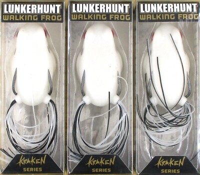 (3) Lunkerhunt Hollow Body Topwater 2 1/2'' Walking Frog Ivory 1/2 Oz Brand New