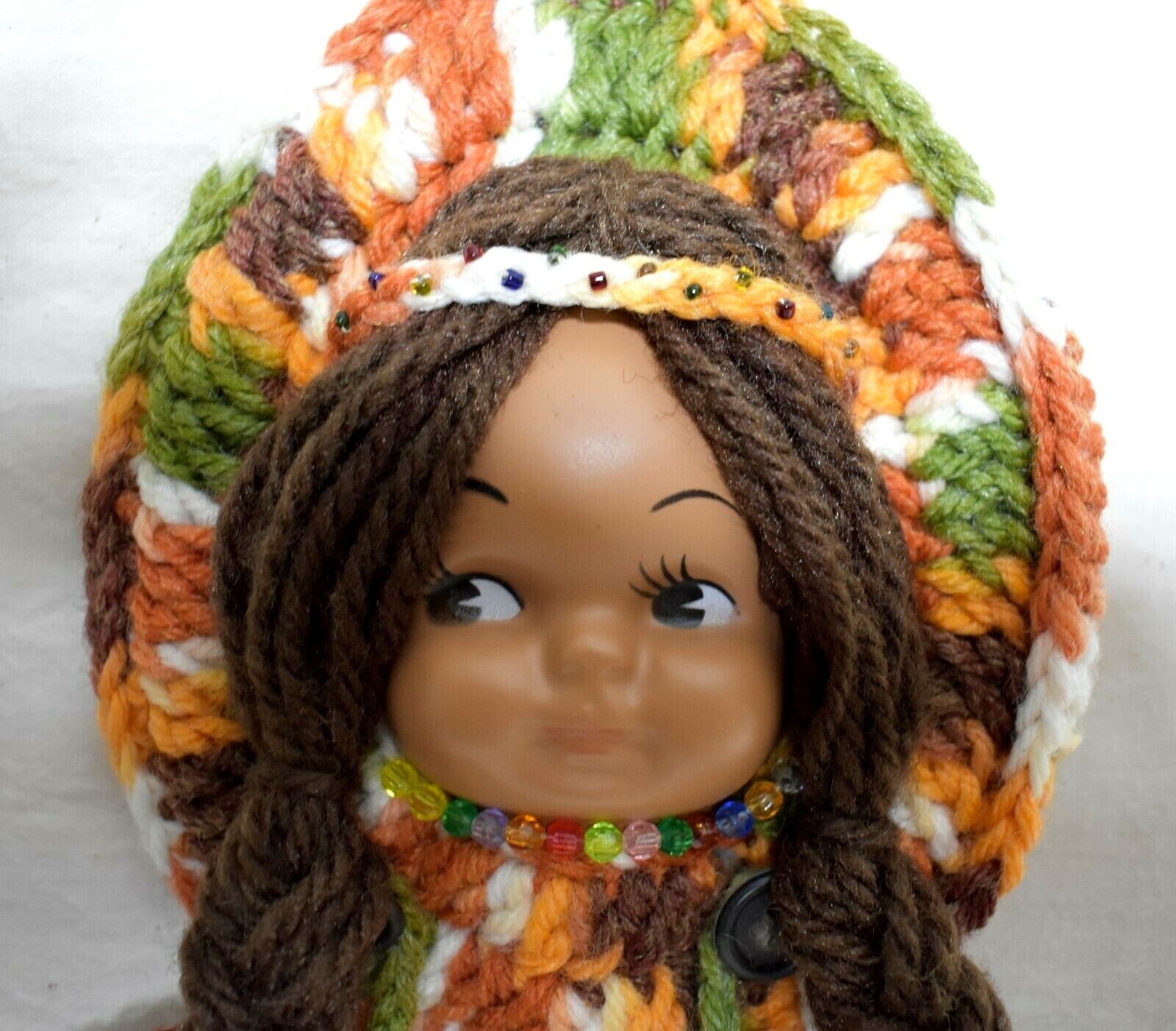 Crocheted Indian Girl Wall Hanger with 2 Removable Pot Holders Hand crafted