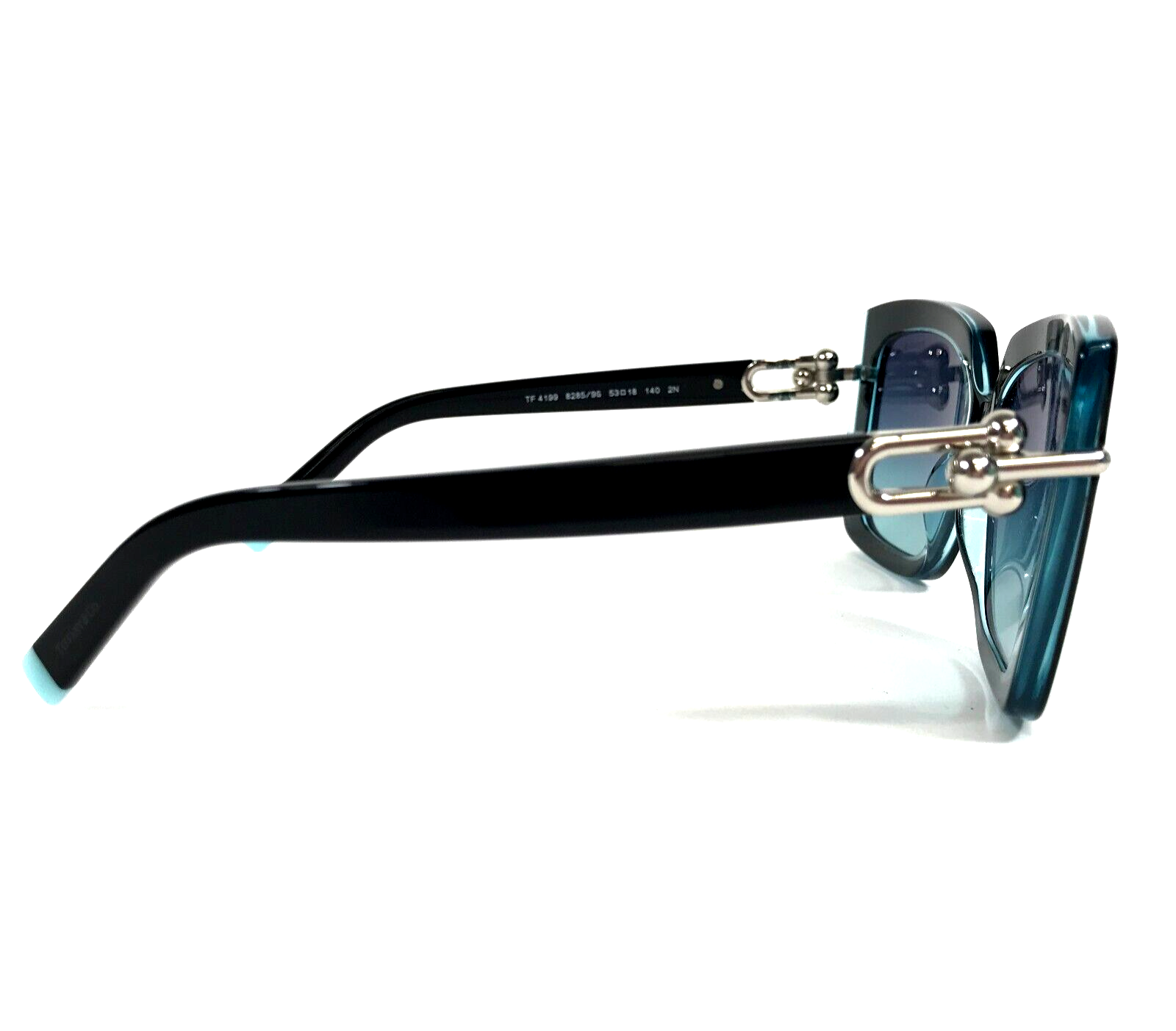 Pre-owned Tiffany & Co . Sunglasses Tf4199 8285/9s Black Crystal Tiffany Blue W/ Azure Blue