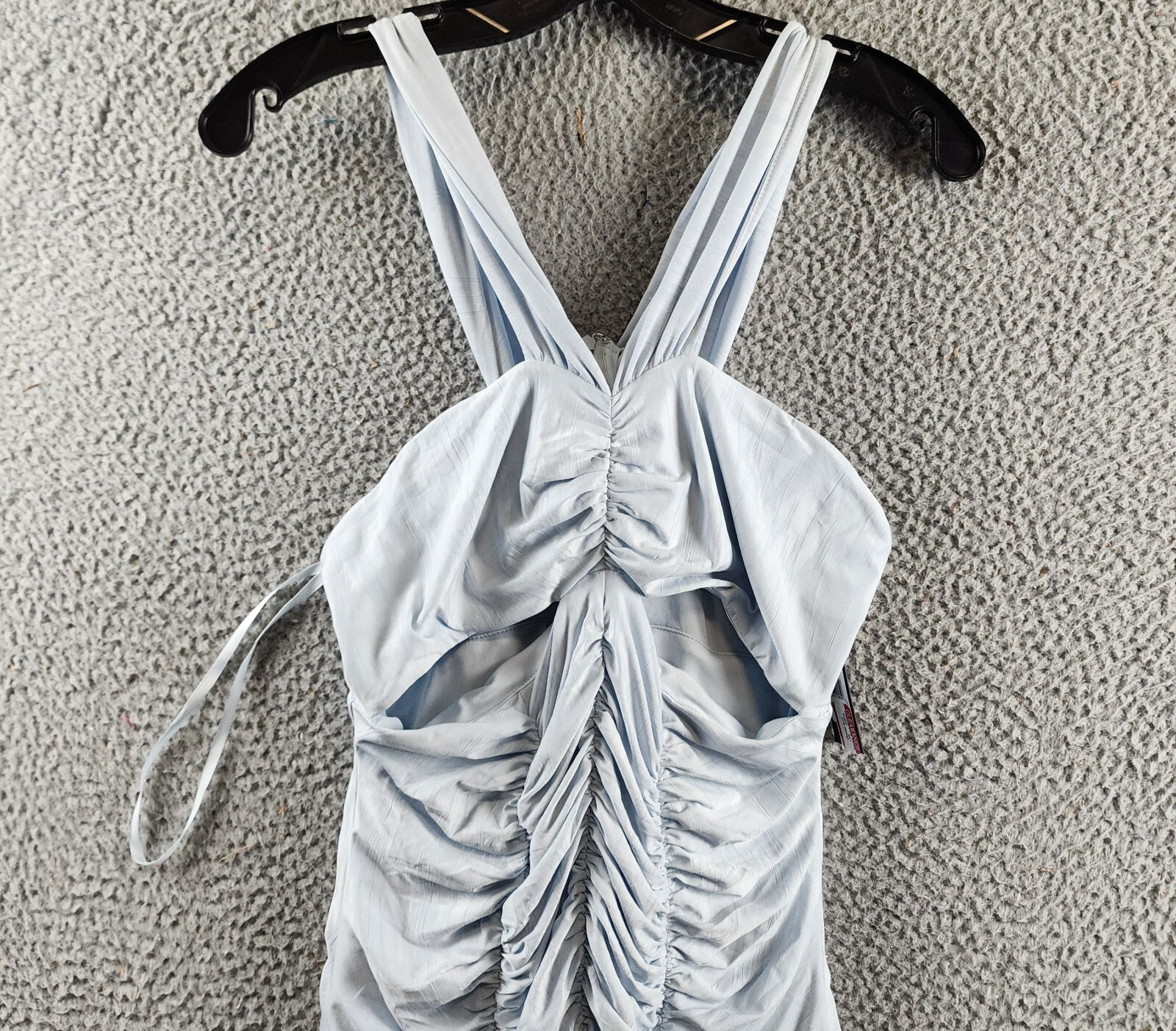 BCBGMAXAZRIA Off-The-Shoulder Cutout Dress Women's S Light Blue Zip Closure - Picture 4 of 13