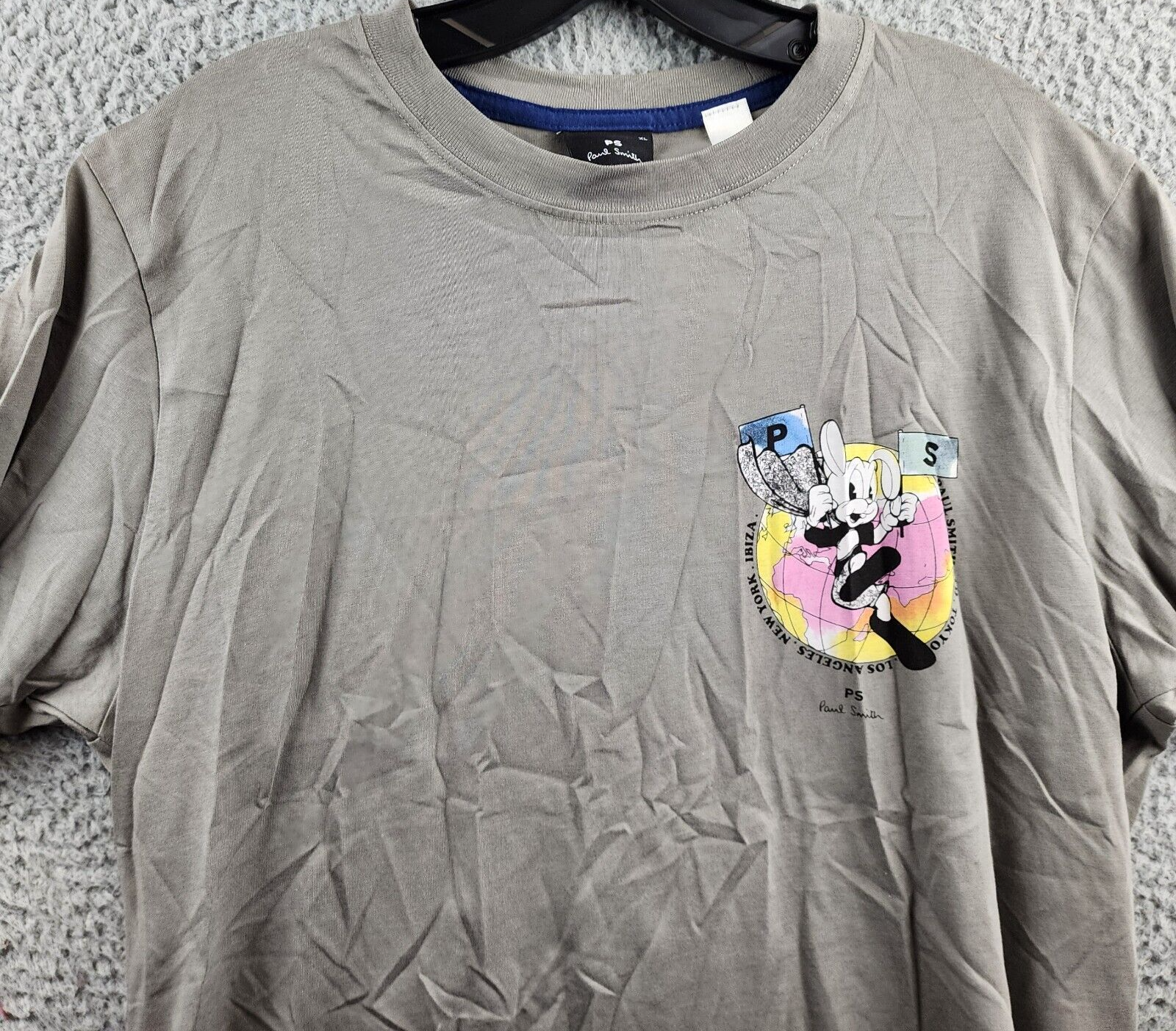 PS Paul Smith Slim Fit Rabbit Print Tee Men's XL Gray Crew Neck Short Sleeve~ - Picture 4 of 15