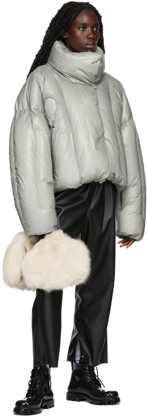 Pre-owned Moncler Dingyun Zhang Aloby Oversized Down Jacket - Grey/green Retail $2915