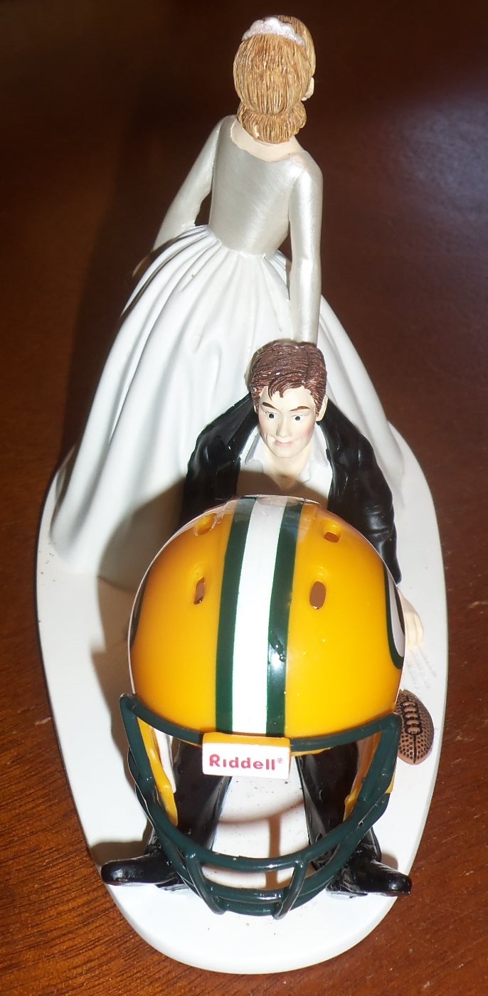 Green Bay Packers Wedding Cake Topper Bride Dragging Groom NFL Funny Football