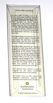 THE SMITHSONIAN INSTITUTION PATENT OFFICE BOOKMARK CLIP NOS