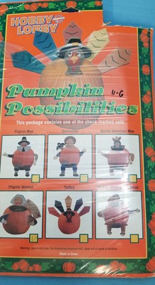 Thanksgiving Fall Autumn Pilgrim Man Woman Wood Pumpkin Decorations
