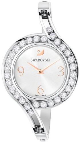 Pre-owned Swarovski Lovely Crystals Bangle Steel Silver Dial Women's Watch 5453655