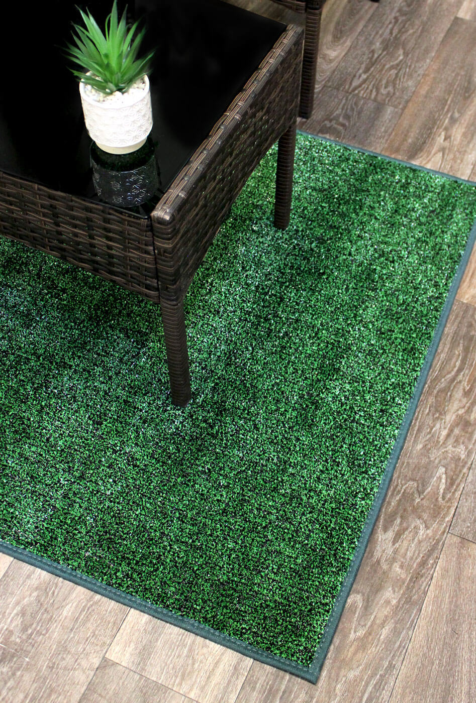 Koeckritz Economy Turf Green & Black Square Indoor/Outdoor Area Carpet Mat