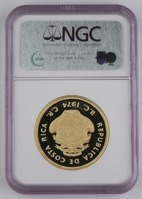 Costa Rica 1974 1500 COLONES 1 Oz Gold Proof Coin NGC PF69 UC KM#202 Fr#28 Rare