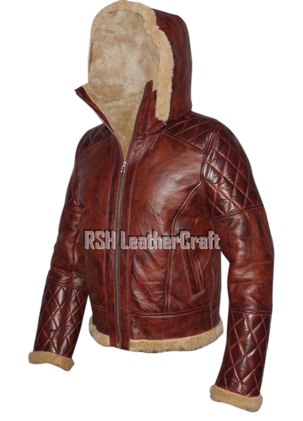 Preowned Rsh Leathercraft B3 Raf Aviator Real Shearling Distressed