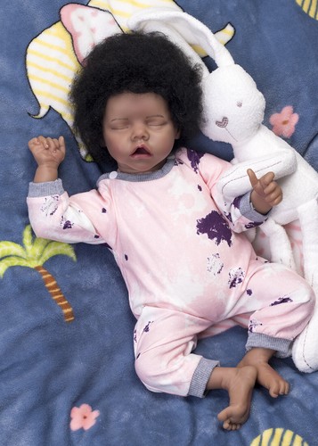 Realistic Newborn Black Skin Girl African American