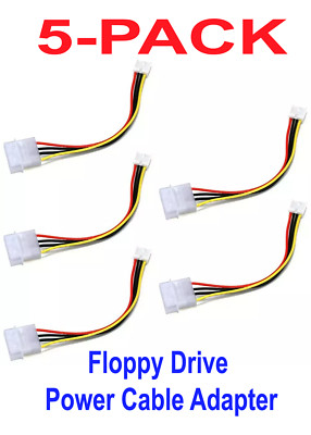 Molex  5.25'' Drive Connector to Floppy Drive 4 Pins Power Cable Adapter 5-Pack