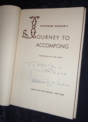 Katherine Dunham Signed Inscribed Book - Journey to Accompong - RARE