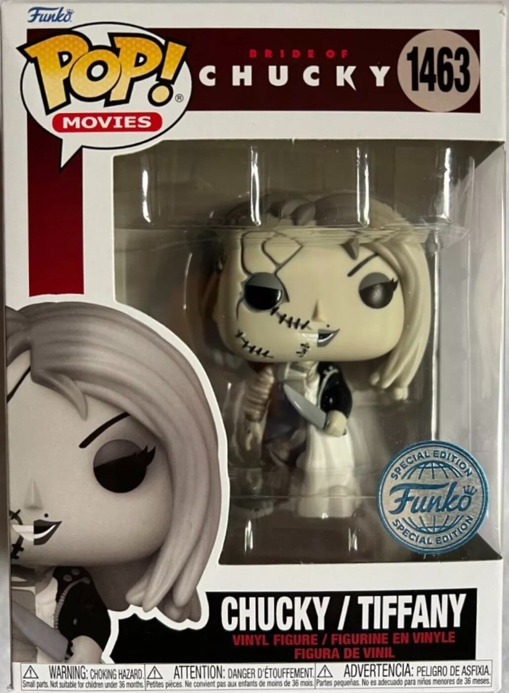 Bride of Chucky - Chucky / Tiffany Split Black & White #1463 Bride of Chucky - Chucky / Tiffany Split Black & White #1463