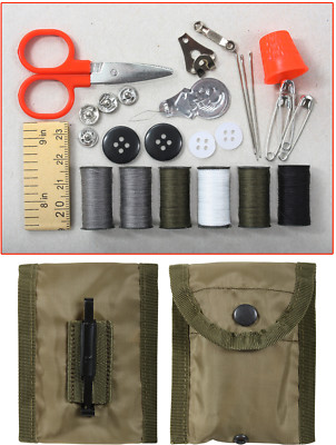 Emergency Sewing Repair Kit Case Small Pouch Belt Clip Travel Compact Military