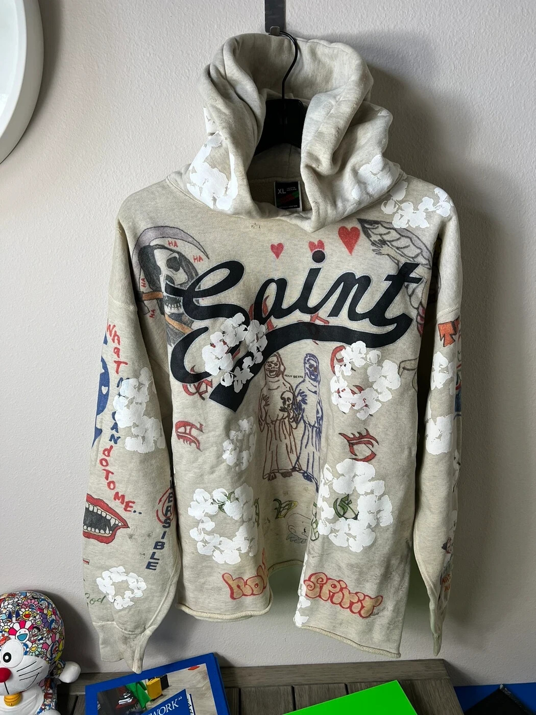 Saint Michael Denim Tears Cotton Wreath Graffiti Hoodie | eBay UK