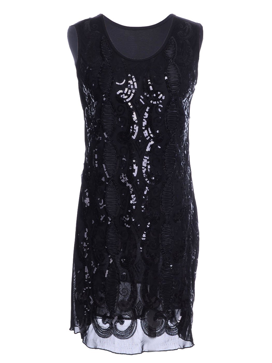 Anna-Kaci Women's Intricate Swirl Sequin & Ribbon Trim Dress Medium Size