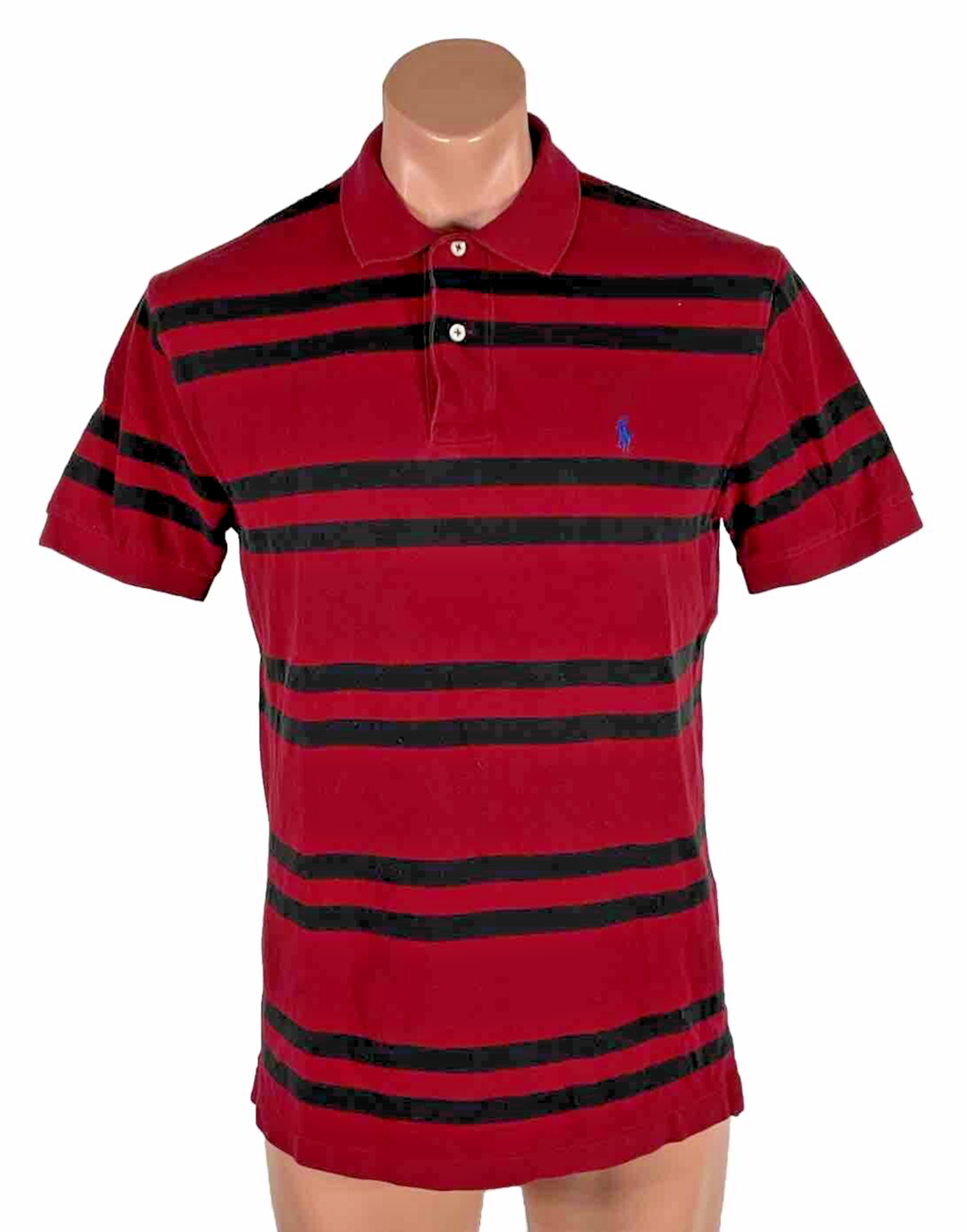 Vintage 90s Polo Ralph Lauren red black striped button polo