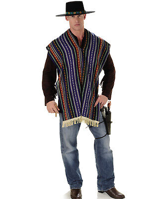 Bandito Mens Mexican Bandit Thief Robber Out Law Serape Halloween Costume-Os