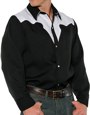 Black White Fancy Western Rodeo Cowboy Adult Mens Costume Shirt