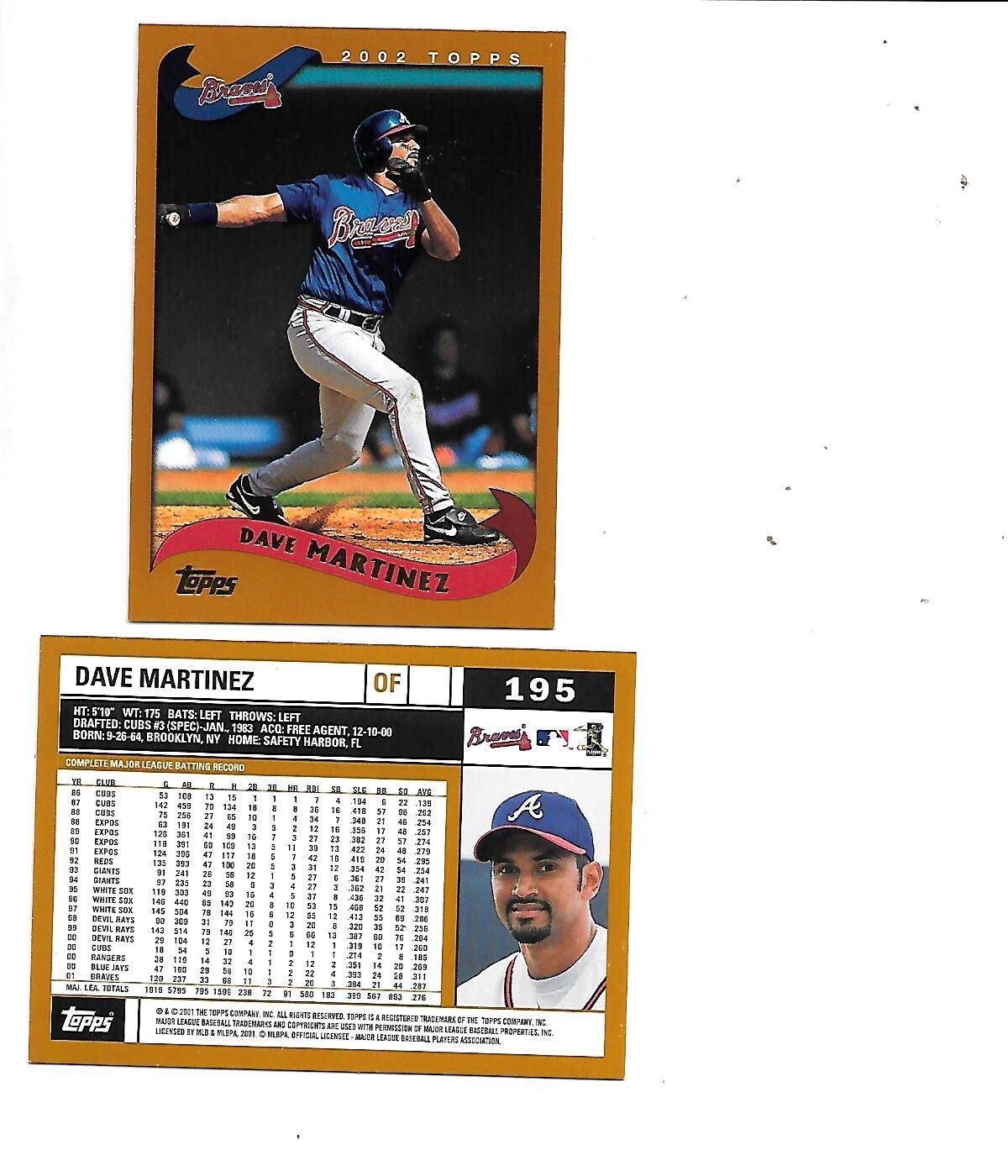 HAPPY Dave Martinez 2002 Topps Series 1 Baseball Card #195 tot of