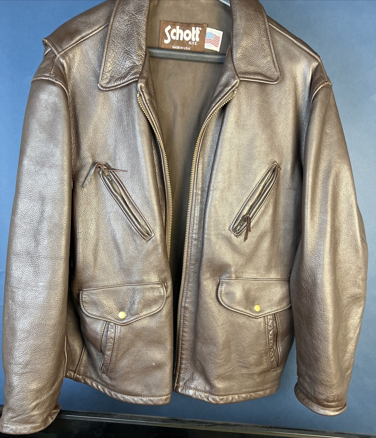 vintage schott leather jacket Size 50 US