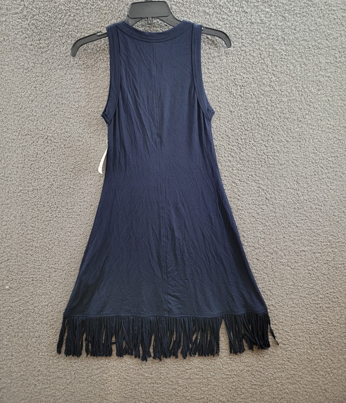 Karen Kane Fringe Hemline Dress Women's XS Navy Round Neck Pullover Style - Picture 9 of 15